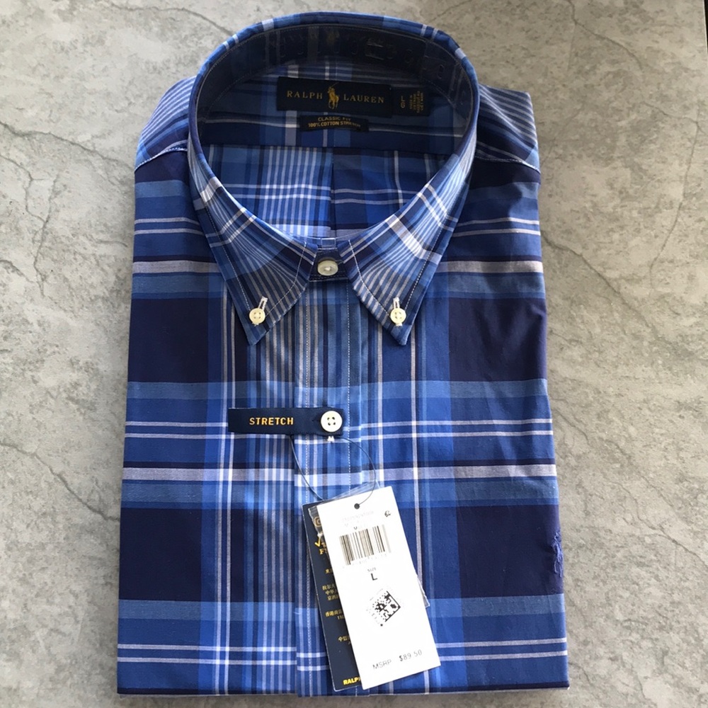 Mens Blue Polo RL Button Down